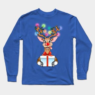 Adorable Christmas Reindeer Long Sleeve T-Shirt